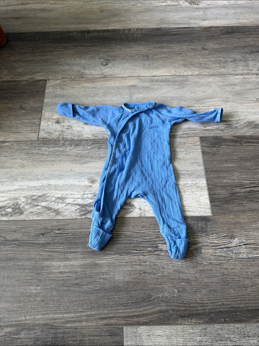 Bonds Blue Ribbed Footed Baby One-Piece